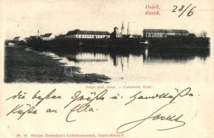 1899 Eszék, Osijek, Esseg; Doljni grad / az alsó városrész, Ottokar Rechnitzer kiadása / lower part of town (EK)