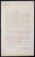 1927  A Kossuth téri Kossuth szobor avatására szóló polgármesteri meghívó hirdetménye. Sipőcz Jenő nyomtatott aláírásával