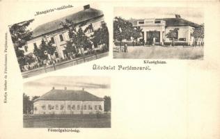 Perjámos, Periam; Hungária szálloda, Községháza, Főszolgabíróság. Kiadja Gatter és Frischmann / hotel, town hall, court