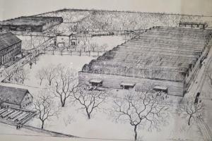 1940 Lehoczky György (1901-1978): Mátyásföldi Repülőgépgyár Rt. látványterve, nyomat, papír, jelzett...