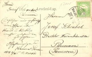 Orsova, Kreuzer Sándor épület és díszmű bádogos műhelye, iroda, munkások az udvaron / building and o...