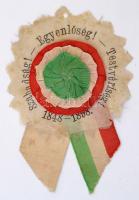 1898 Szabadság- Egyenlőség-Testvériség 1848-1898. Két szövet kokárda, valamint nemzetiszín drapéria....