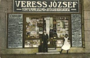 Marosújvár, Ocna Mures; Veress József Könyvkereskedése és saját kiadású reklám képeslapja / book printing shop