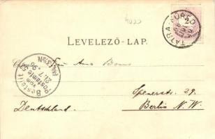 1896 (Vorläufer!) Tátrafüred, Bad Alt-Schmecks; Óriás vízesés / waterfall, floral, litho (hiányos sa...