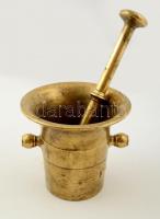 Bronz füles mozsár, törővel m:13,5 cm, m:25 cm