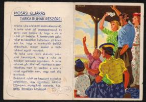 cca 1930 Indanthren ruhafestés, reklámnyomtatvány/levelezőlap, Gebhardt György grafikájával, tollfirkával