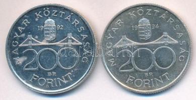 1992. 200Ft Ag "MNB" + 1994. 200Ft Ag "Deák" T:2
