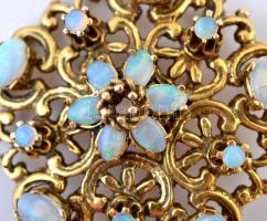 Arany bross 15 db opál kővel. 14 K arany, jelzett. br: 13,5 g / 14 C gold broche with 15 opal gems  ...