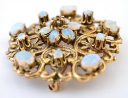 Arany bross 15 db opál kővel. 14 K arany, jelzett. br: 13,5 g / 14 C gold broche with 15 opal gems  ...