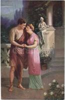 47 db RÉGI szerelmi páros motívumlap, vegyes minőség / 47 pre-1945 romantic couple motive cards, mix...