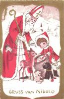 10 db MODERN Mikulás lap 1950-es évekből / 10 modern Saint Nicholaus postcards from 1950