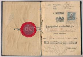 1912 Kóka, Szolgálati cselédkönyv pecsétbélyeggel, okmnybélyeggel