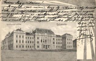 Kolozsvár, Cluj; Igazságügyi palota, Kováts P. Fiai kiadása / Palace of Justice, court, decorated postcard (EK)