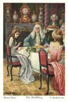 5 db RÉGI Békakirályos Grimm testvérek művészlap / 5 pre-1945 Grimm Brothers art postcard, The Frog ...