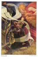 3 db RÉGI Rübezahl művészlap, F. Elsner szignóval / 3 pre-1945 Rübezahl art postcards, F. Elsner sig...