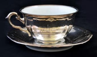 Oscar Schaller Bavaria teás készlet, kopott, jelzett (1000/1000 feinsilber)