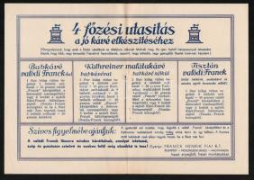 1934 A Franck kávé 4 főzési utasítása a jó kávé elkészítéséhez, reklámkiadvány