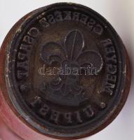 cca 1940 Újpest Megyer Cserkész Csapat fa pecsétnyomója, m:7 cm