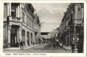 Lugos, Lugoj; Deák Ferenc utca, Corso kávéház, Auspitz Adolf kiadása / street, cafe (EK)