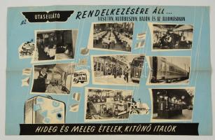 1956 Utasellátó reklámplakát, hátoldalán térképpel, hajtott, kis szakadással, 42x64 cm