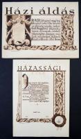 1948 Házassági eskü és Házi áldás használatlan nyomtatvány, 2 db