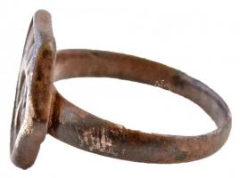 XVII-XVIII. sz. antik ezüst gyűrű félhold, csillag és gránátalma ábrázolással. Talán török. / 17-18t...