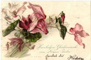 1899 Floral greeting card, Wezel & Naumann litho (cut)