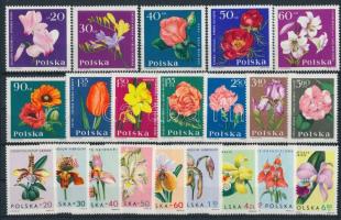 1964-1966 Virág motívum 3 klf sor 1964-1966 Flowers 3 diff sets