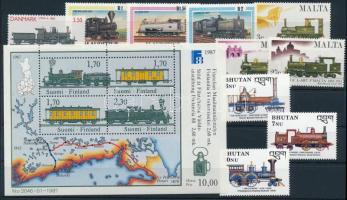 1983-1991 Trains 10 diff stamps + block, 1983-1991 Vonat motívum 10 klf bélyeg + blokk