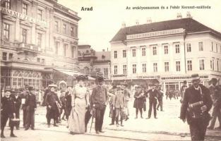 Arad, Ereklyemúzeum, Fehér Kereszt szálloda, Braun Gusztáv kávéháza, Klein Mór üzlete, Kerpel Izsó kiadása / relic museum, hotel, café, shop (EK)