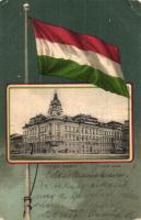 Arad, Csanádi palota, magyar nemzeti zászló díszítéssel / palace, Hungarian national flag litho (EB)