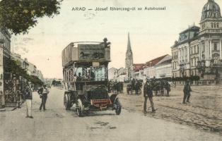 Arad, József főherceg út, autóbusz, Bloch H. kiadása / street, autobus (ragasztónyom / glue mark)
