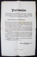 1848. november 13. Windischgraetz tábornok német nyelvű hirdetménye melyben a magyarországi lakosokhoz szól. / 1848 Proclamation Feldmarshall Windischgraetz 29x44 cm