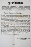 1848. november 13. Windischgraetz tábornok német nyelvű hirdetménye melyben a magyarországi lakosokh...