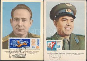 4 db MODERN szovjet CM (Carte Maximum) űrhajós lap / 4 modern Soviet CM astronauts postcards