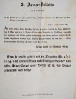 1848. december 19. 3. Armee-Bulletin  Windischgraetz tábornok német nyelvű hirdetménye. Beszámoló a ...