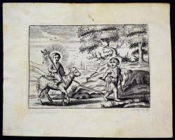 XVII-XVIII. század: 19 db különböző rézmetszetű szentkép és kegykép, közte színezettek is, Látványos...