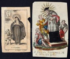 XVII-XVIII. század: 19 db különböző rézmetszetű szentkép és kegykép, közte színezettek is, Látványos...