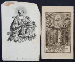 XVII-XVIII. század: 19 db különböző rézmetszetű szentkép és kegykép, közte színezettek is, Látványos...