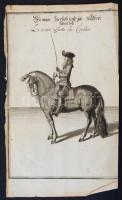 Abraham van Diepenbeck (1596-1675) 7 db lovaglást, lovaglóiskolát ábrázoló rézmetszet. William Caven...