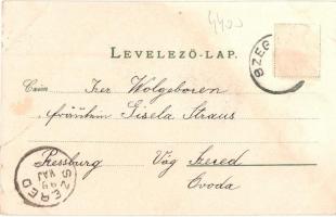 1899 Szekszárd, Garay tér, Törvényszéki épület, Gimnázium, Széchényi utca, látkép, Báter János kiadá...