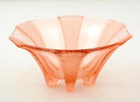 Art deco stílusú tálka, formába préselt, hibátlan, jelzés nélkül, d:15 cm, m:7 cm