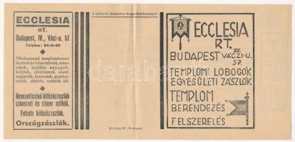 Gyöngyös 1928. "Ecclesia Rt." részben kitöltetlen csekk T:III