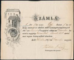 1867 Díszes kéményseprő számla / Chimneysweep invoice