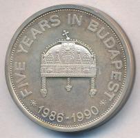 1990. "Citibank Budapest / 5 év Budapesten" Ag emlékérem (0.925/21.9g/30mm) díszdobozban T...