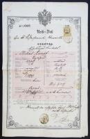1856 Útlevél 6 kr CM okmánybélyeggel hamvasdi illető részére / Passport for person from Aschan