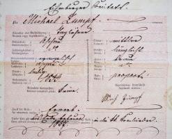 1856 Útlevél 6 kr CM okmánybélyeggel  hamvasdi illető részére / Passport for person from Aschan