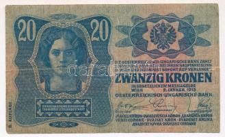 1913. 20K II. kiadás, piros "MAGYARORSZÁG" felülbélyegzéssel T:III szakadás
Adamo K17B