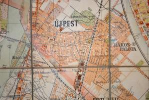 1911 Budapest Székesfőváros egész területének térképe, Kogutowicz Manó, vászonra kasírozva, a hajtás...