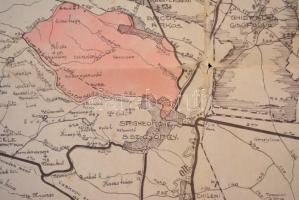 1930 Sepsiszentgyörgyi Vadászegylet vadászterületeinek térképe, a hajtásnyomoknál kissé szakadt, 41x...